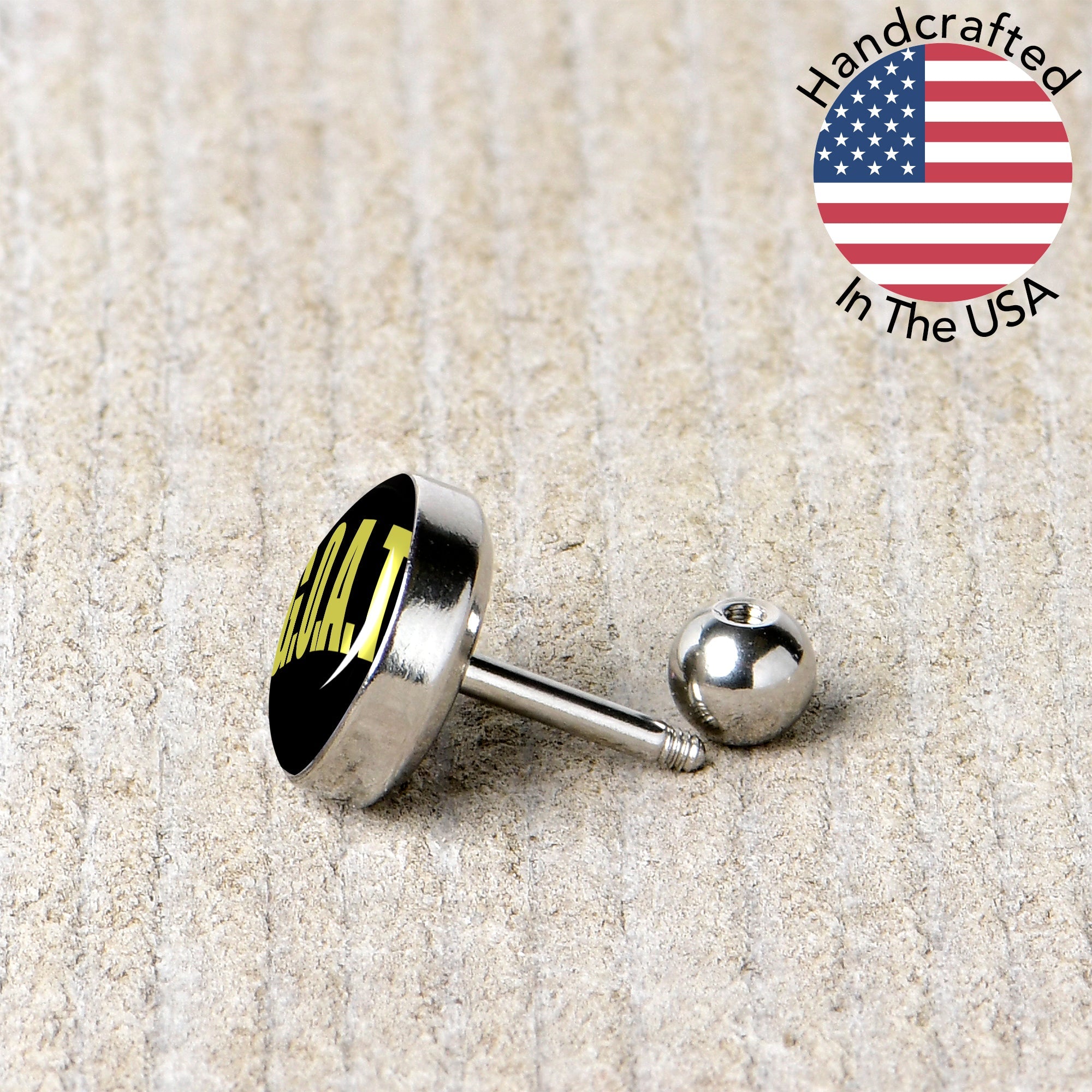 BodyCandy 16G 1/4 G.O.A.T. Cartilage Tragus Earring by Onyx O — back view