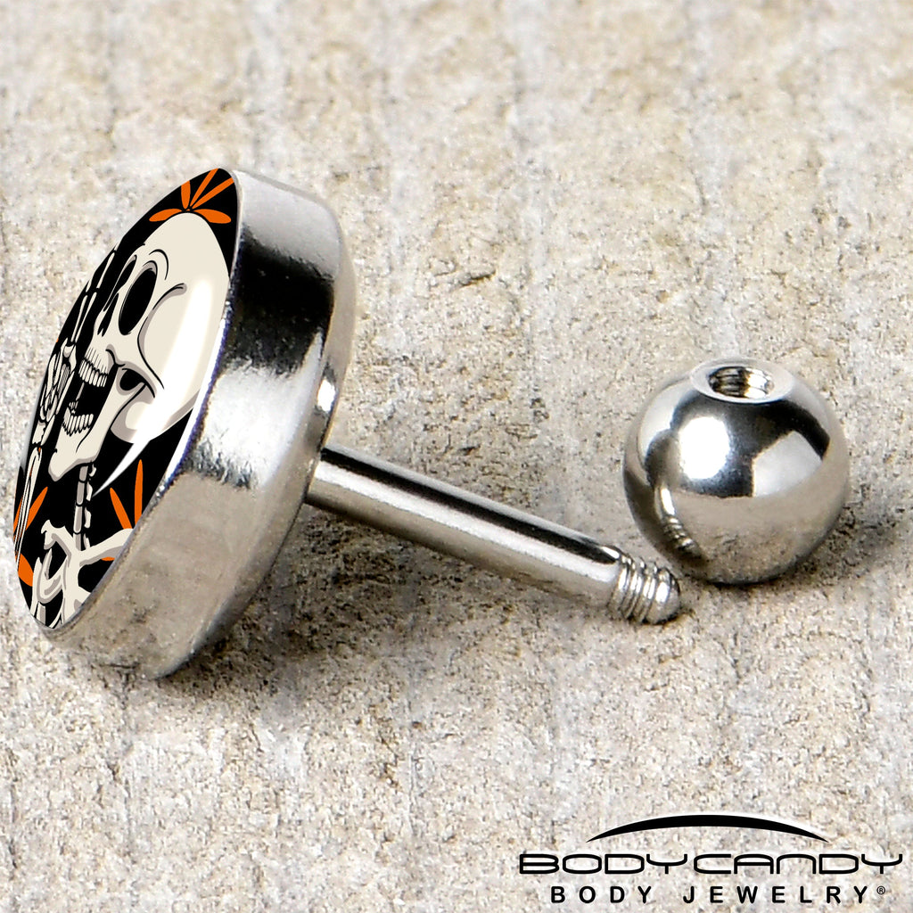BodyCandy 16G 1/4 Peace Sign Skeleton Tragus Cartilage Earring by Onyx O — back view