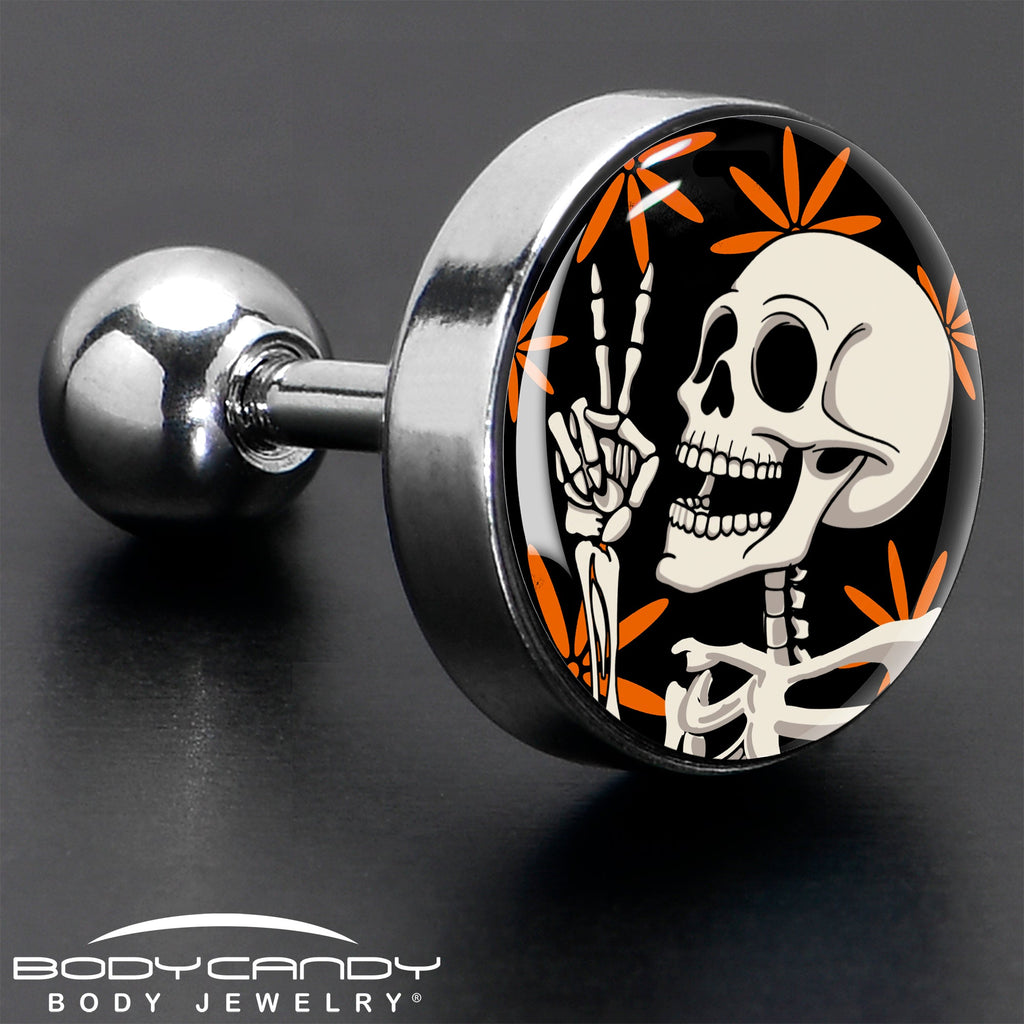 BodyCandy 16G 1/4 Peace Sign Skeleton Tragus Cartilage Earring by Onyx O — in-use photo
