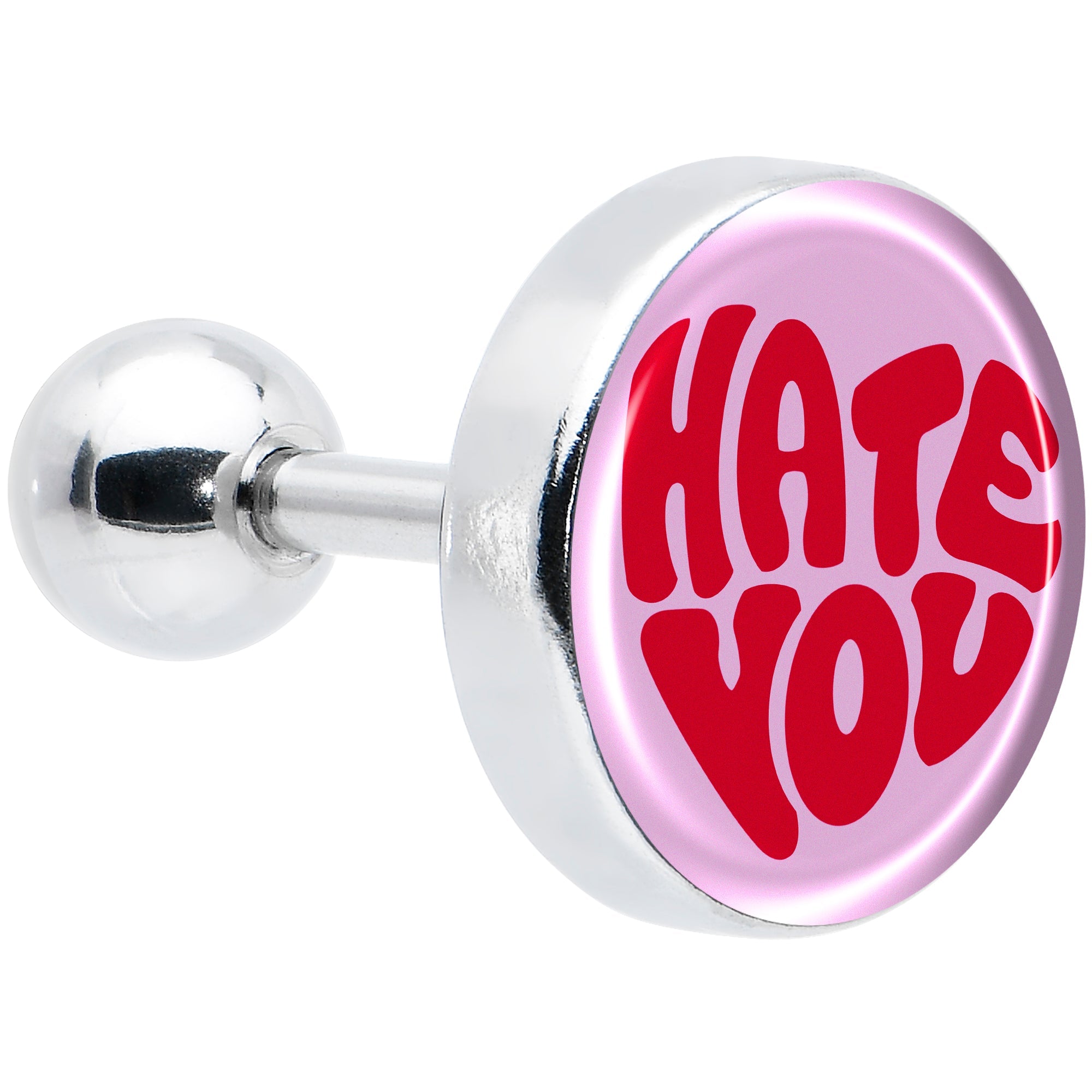 BodyCandy 16G 1/4 Retro Text Hate You Tragus Cartilage Earring by Onyx O — main product shot