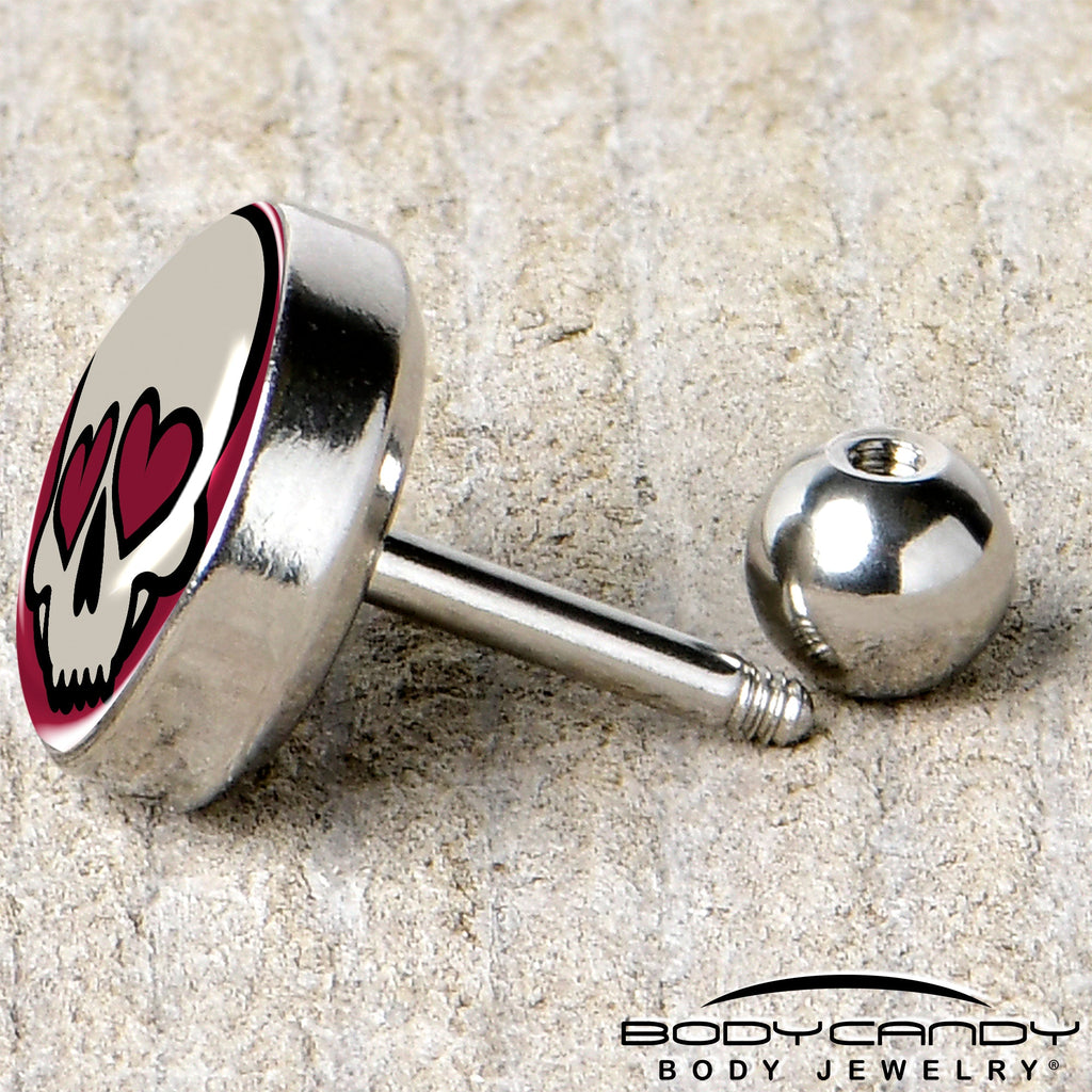 BodyCandy 16G Valentine Heart Skull Tragus Cartilage Earring — back view