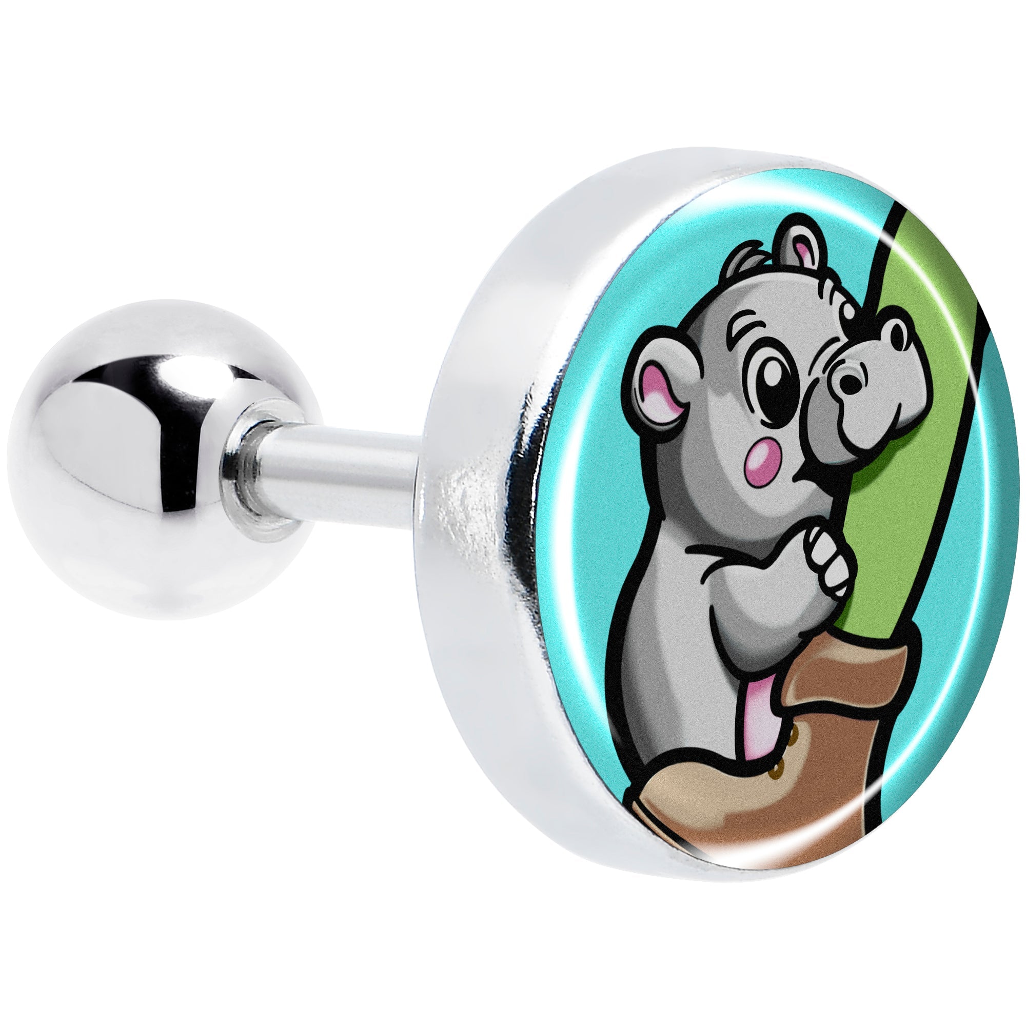 BodyCandy 16G 1/4 Cute Biting Baby Hippo Cartilage Tragus Earring — main product shot