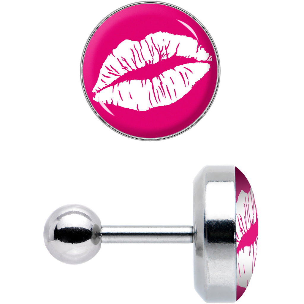 BodyCandy 16G 1/4 Red Hot Lips Cartilage Tragus Earring by Onyx O — detail close-up