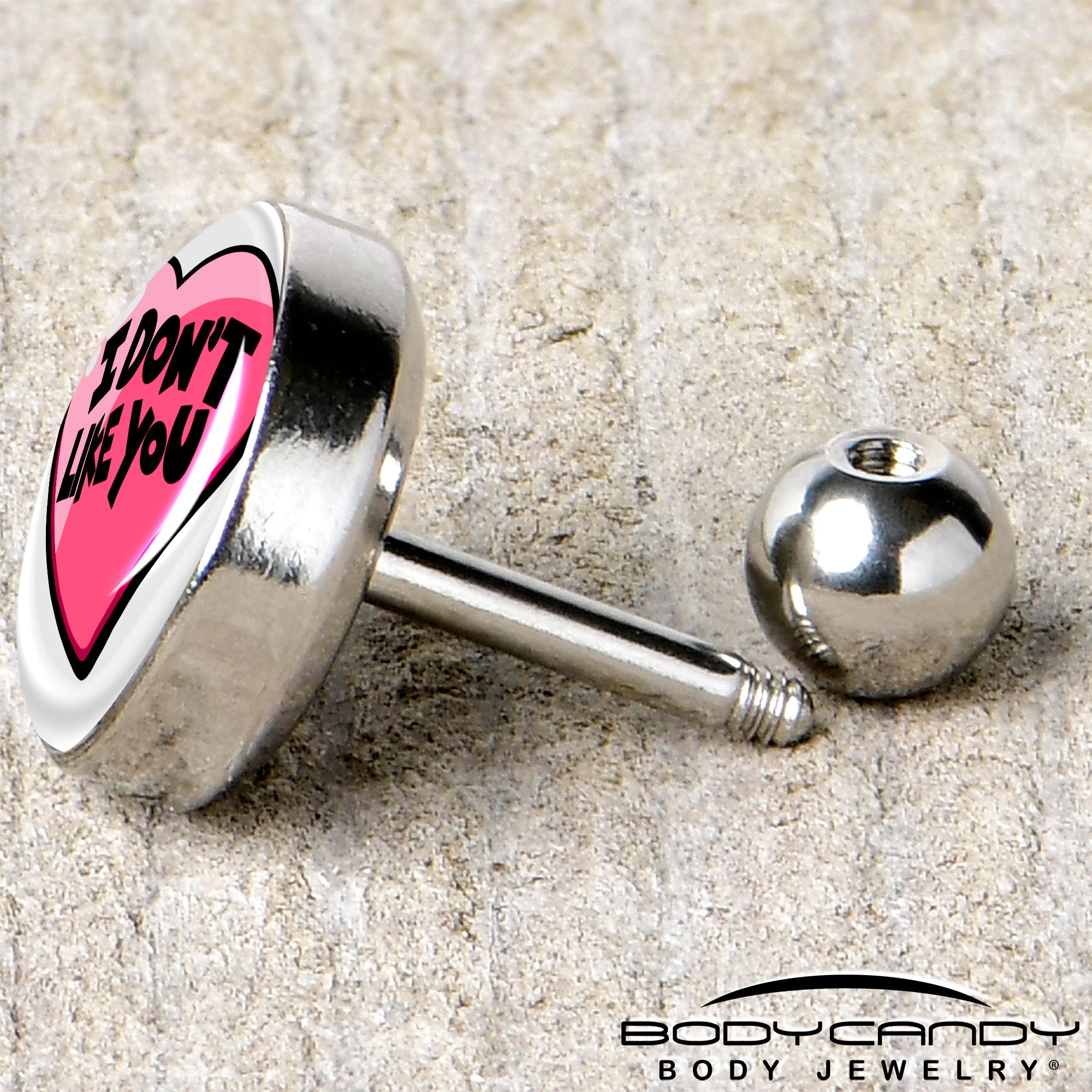 BodyCandy 16GI Don't Like You Valentine Heart Tragus Cartilage Earring — back view