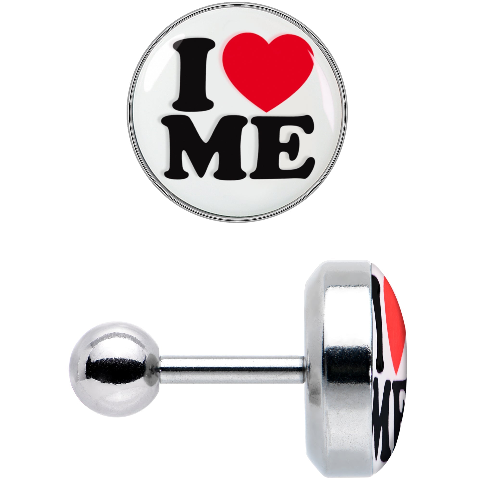 BodyCandy 16G 1/4 I Love Me Cartilage Tragus Earring by Onyx O — detail close-up