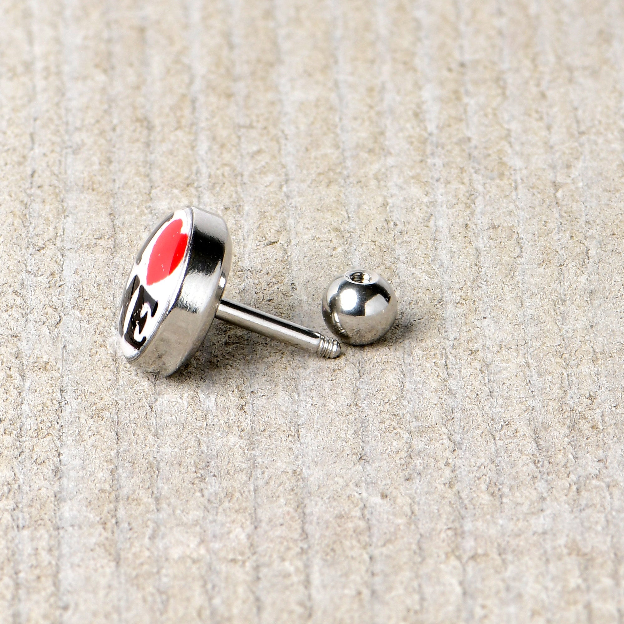 BodyCandy 16G 1/4 I Love Me Cartilage Tragus Earring by Onyx O — back view