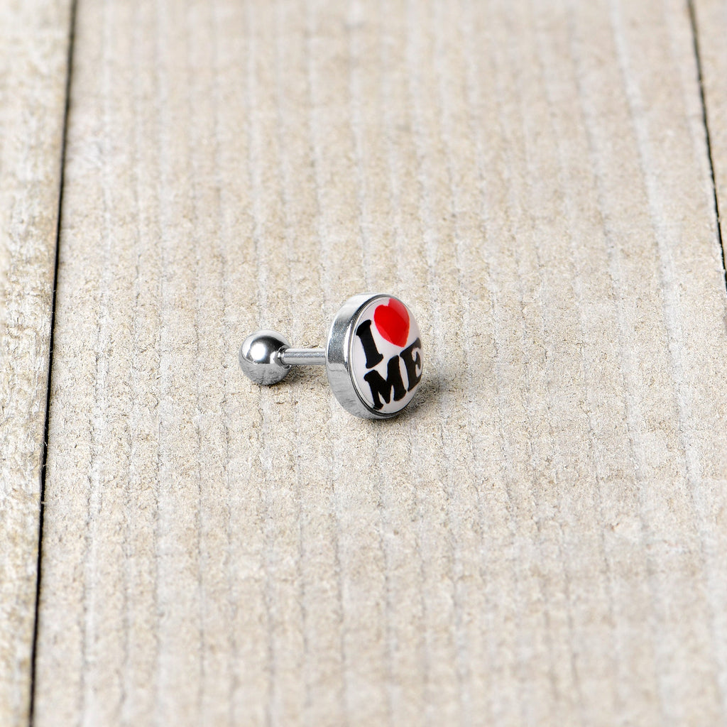 BodyCandy 16G 1/4 I Love Me Cartilage Tragus Earring by Onyx O — alternative angle