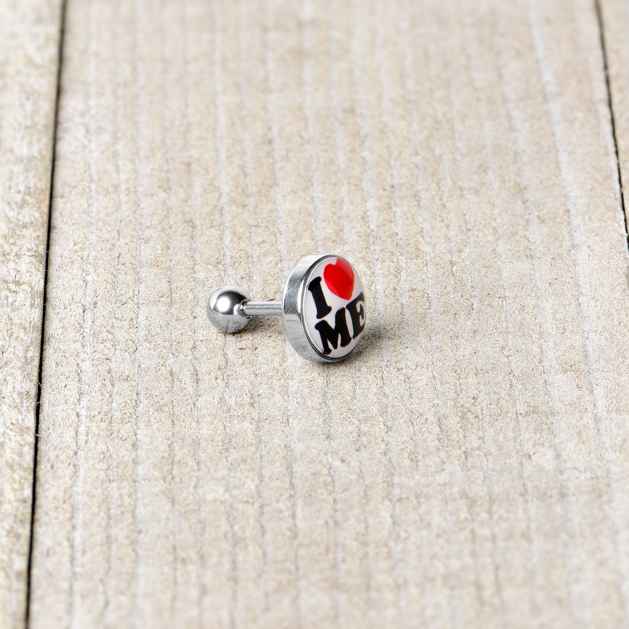 BodyCandy 16G 1/4 I Love Me Cartilage Tragus Earring by Onyx O — alternative angle