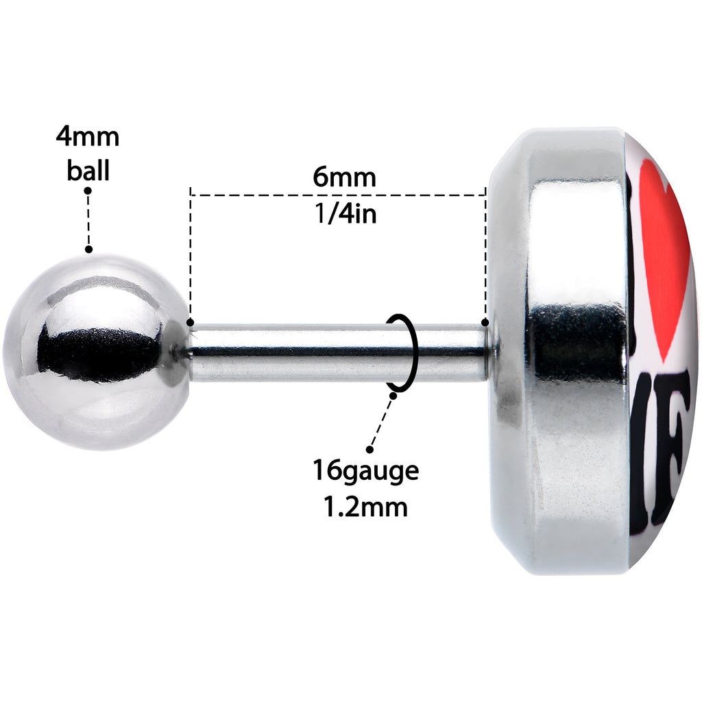 BodyCandy 16G 1/4 I Love Me Cartilage Tragus Earring by Onyx O — in-use photo