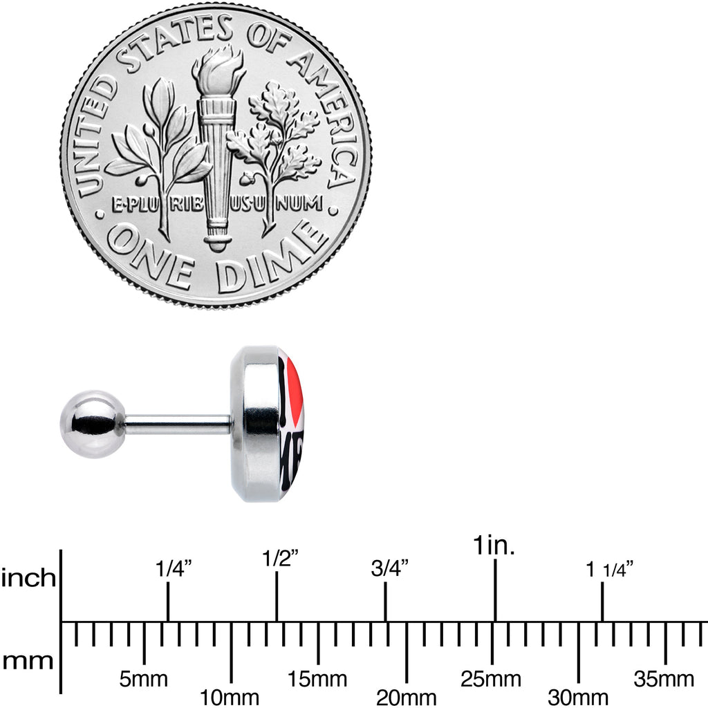 BodyCandy 16G 1/4 I Love Me Cartilage Tragus Earring by Onyx O — size reference