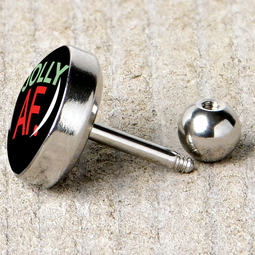 BodyCandy 16G 1/4 Jolly AF Festive Holiday Tragus Cartilage Earring by Onyx O — back view