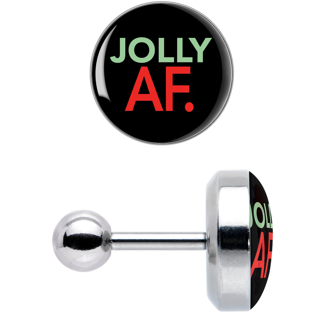 BodyCandy 16G 1/4 Jolly AF Festive Holiday Tragus Cartilage Earring by Onyx O — size reference
