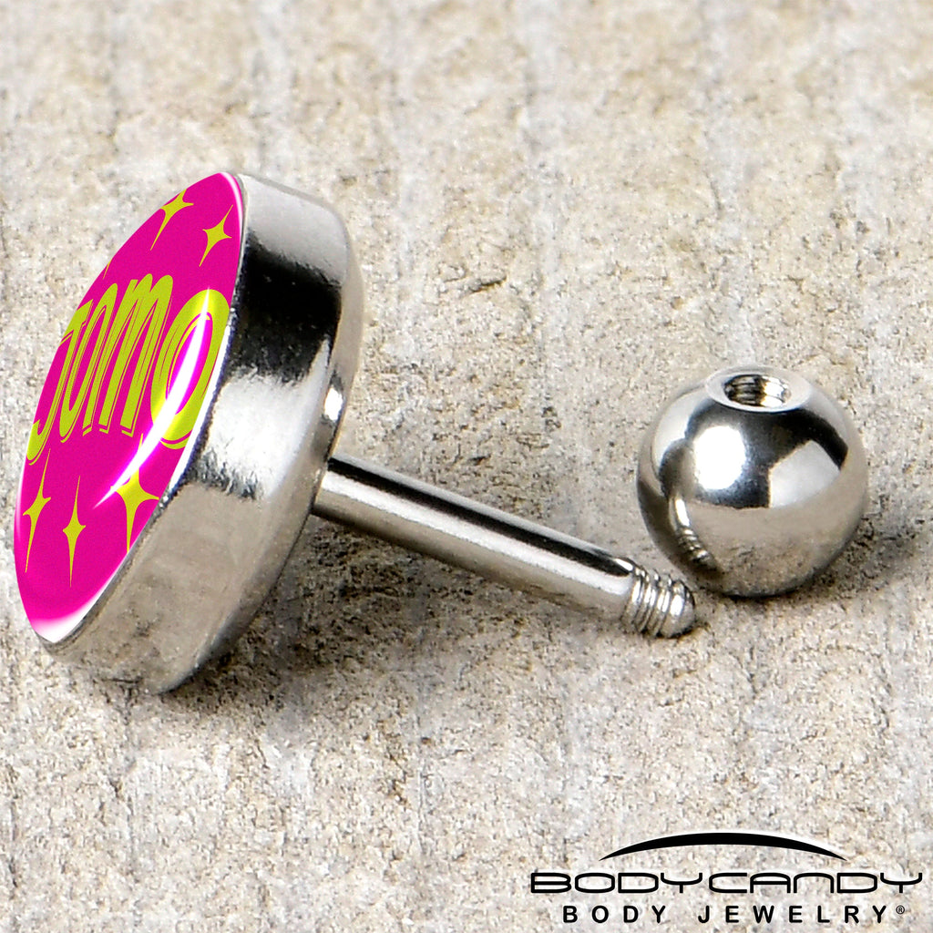 BodyCandy 16G 1/4 Pink JOMO Tragus Cartilage Earring by Onyx O — back view