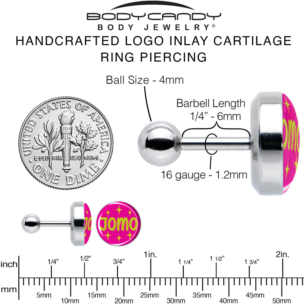 BodyCandy 16G 1/4 Pink JOMO Tragus Cartilage Earring by Onyx O — alternative angle