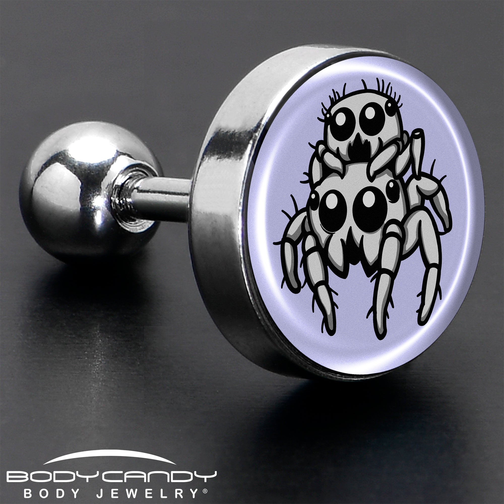 BodyCandy Leaping Leapfrog Spiders Tragus Cartilage Earring by Onyx O — in-use photo