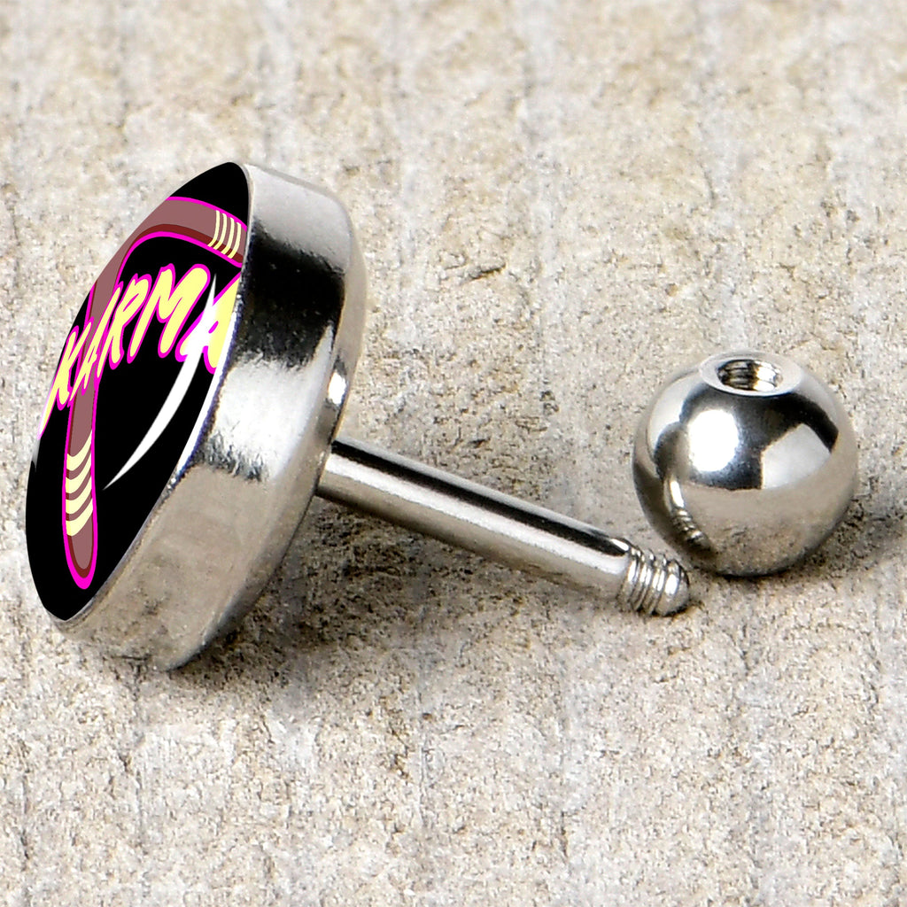 BodyCandy 16G 1/4 Karmic Boomerang Tragus Cartilage Earring by Onyx O — back view