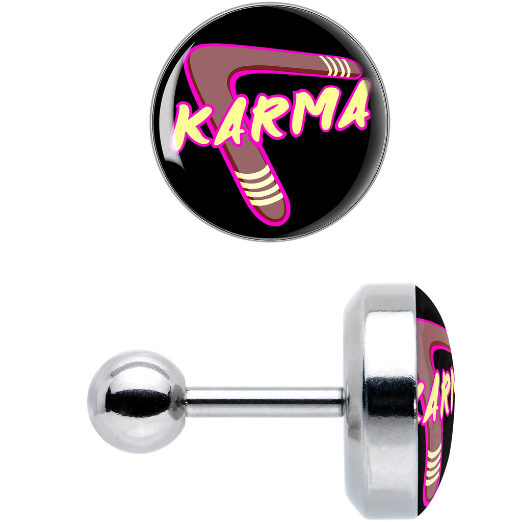 BodyCandy 16G 1/4 Karmic Boomerang Tragus Cartilage Earring by Onyx O — size reference