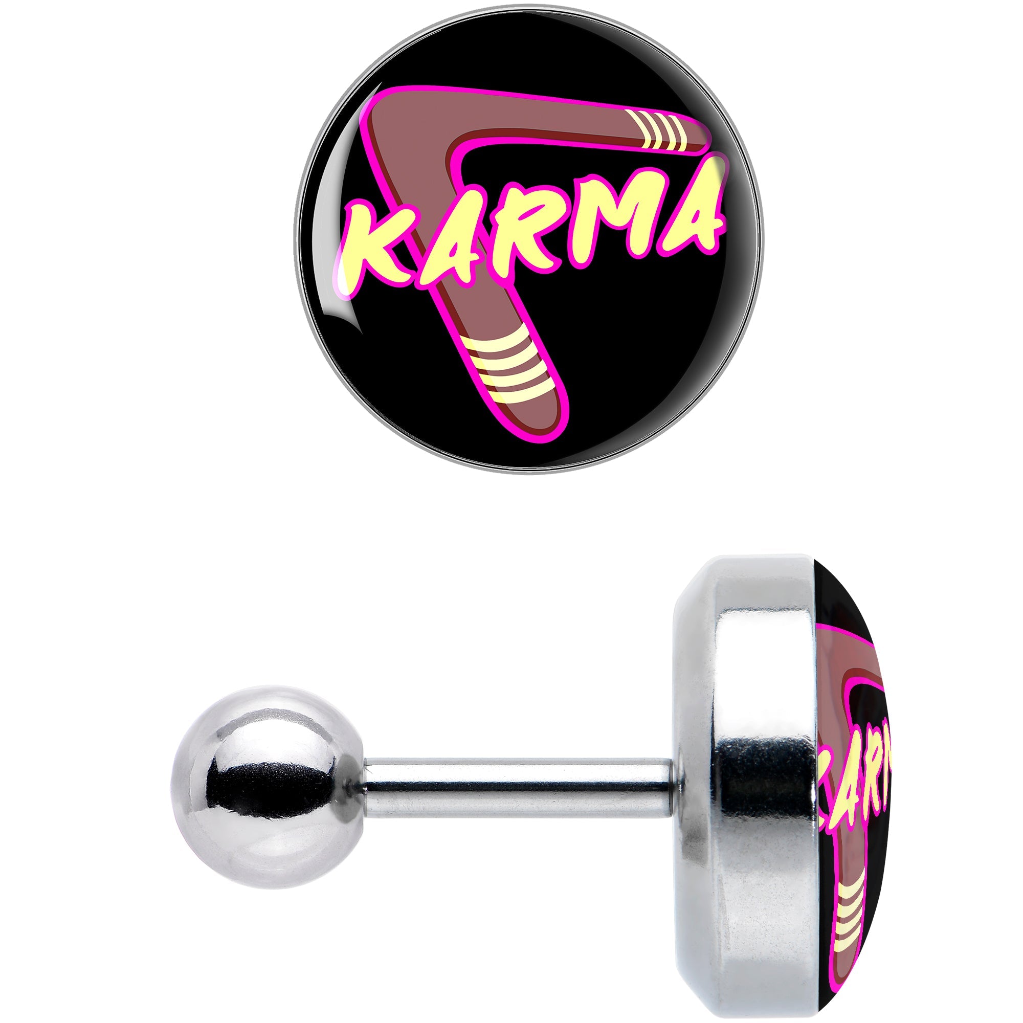 BodyCandy 16G 1/4 Karmic Boomerang Tragus Cartilage Earring by Onyx O — size reference