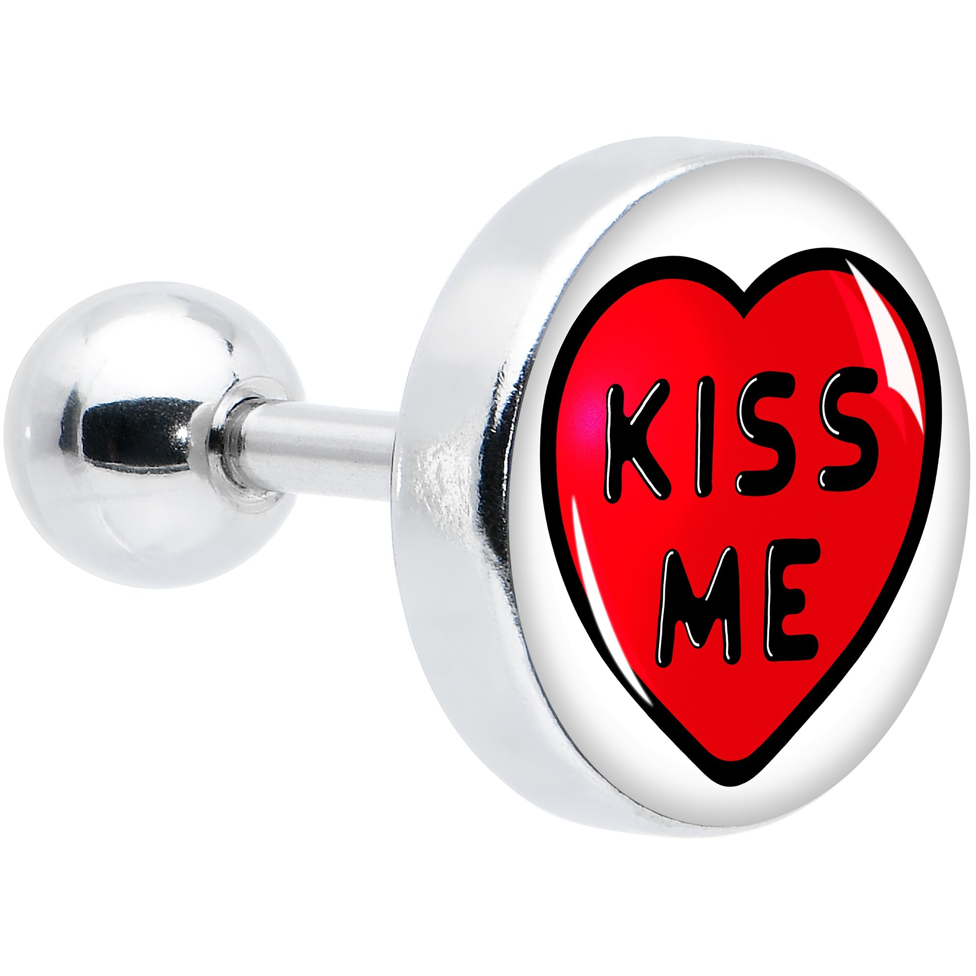 BodyCandy 16G 1/4 Kiss Me Candy Heart Cartilage Tragus Earring by Onyx O — main product shot