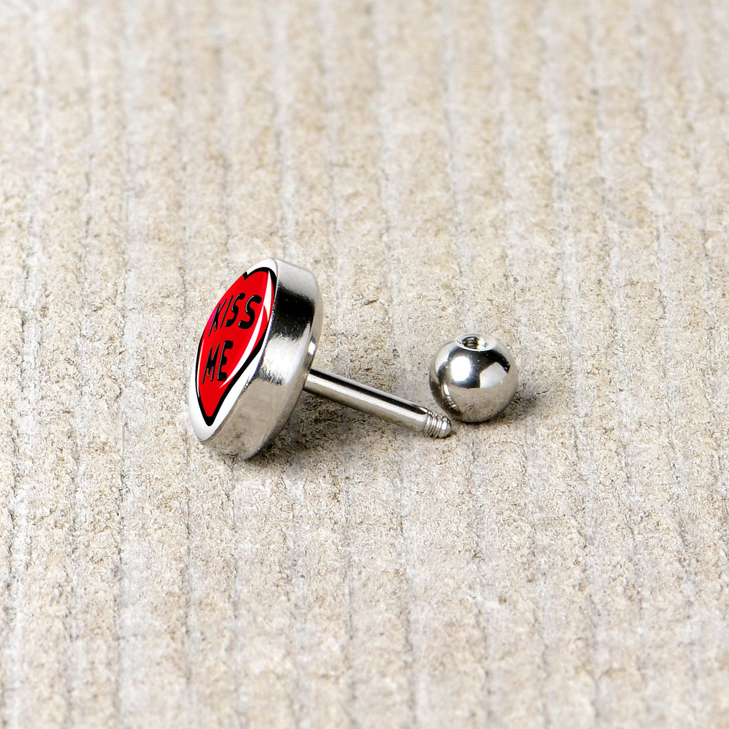 BodyCandy 16G 1/4 Kiss Me Candy Heart Cartilage Tragus Earring by Onyx O — back view