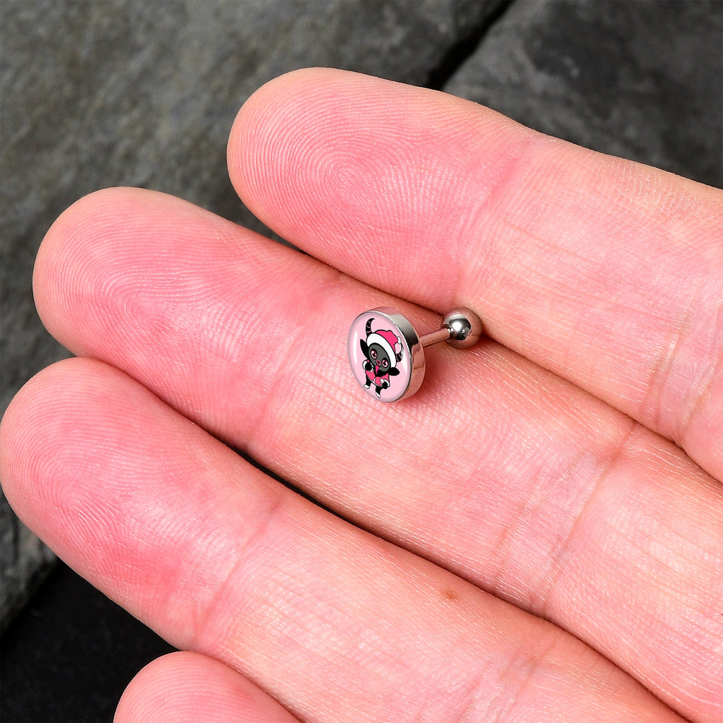 BodyCandy 16G 1/4 Krampus Cutie Tragus Cartilage Earring by Onyx O — detail close-up