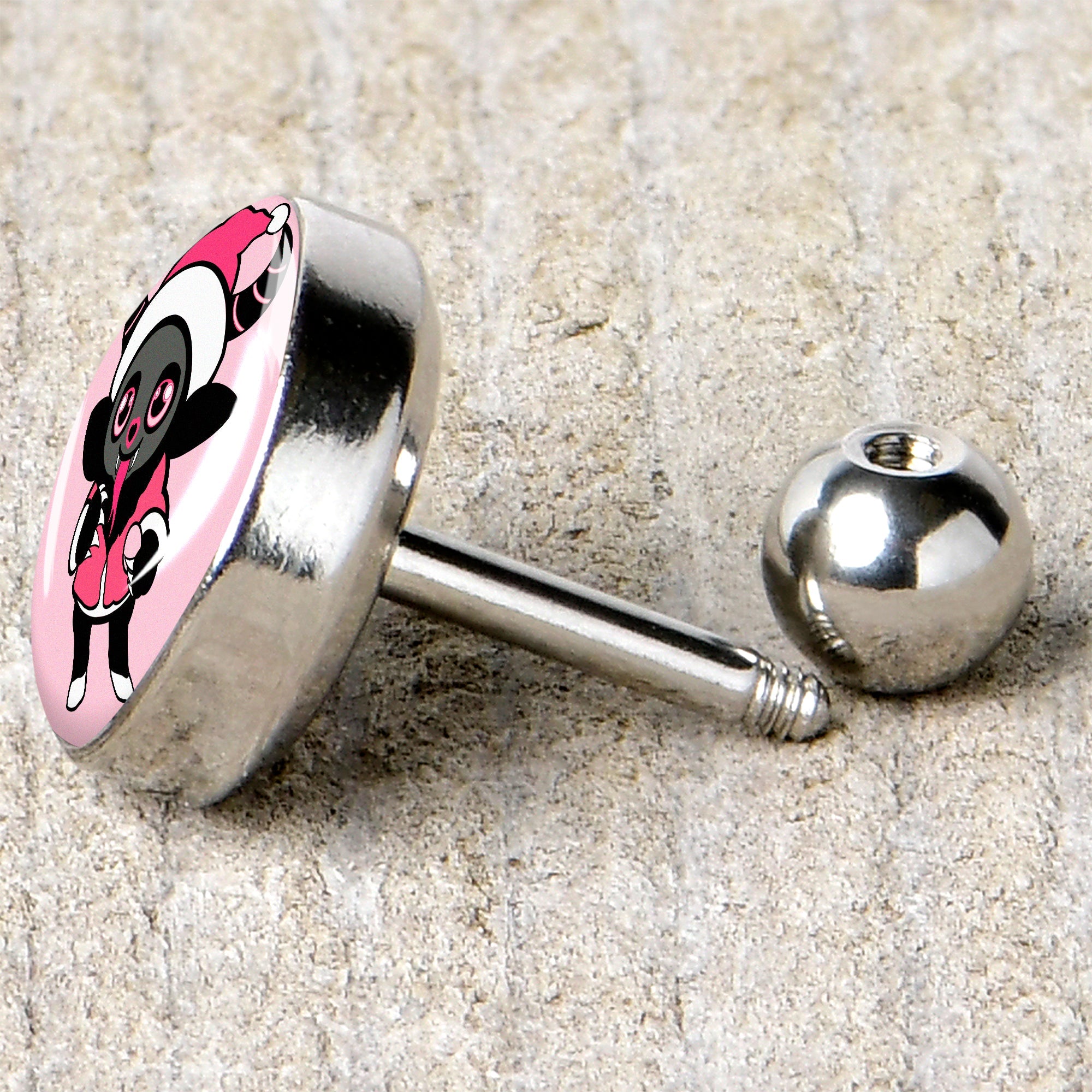 BodyCandy 16G 1/4 Krampus Cutie Tragus Cartilage Earring by Onyx O — back view
