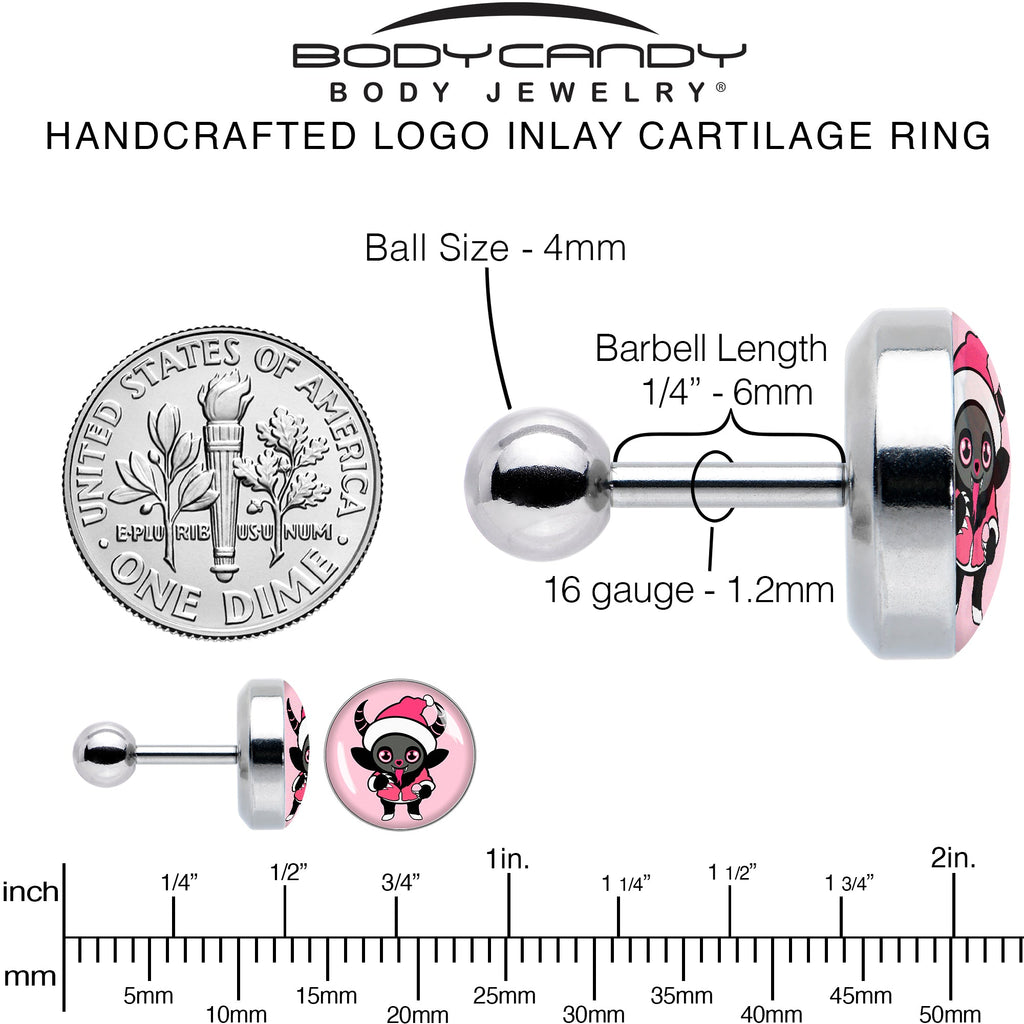BodyCandy 16G 1/4 Krampus Cutie Tragus Cartilage Earring by Onyx O — alternative angle