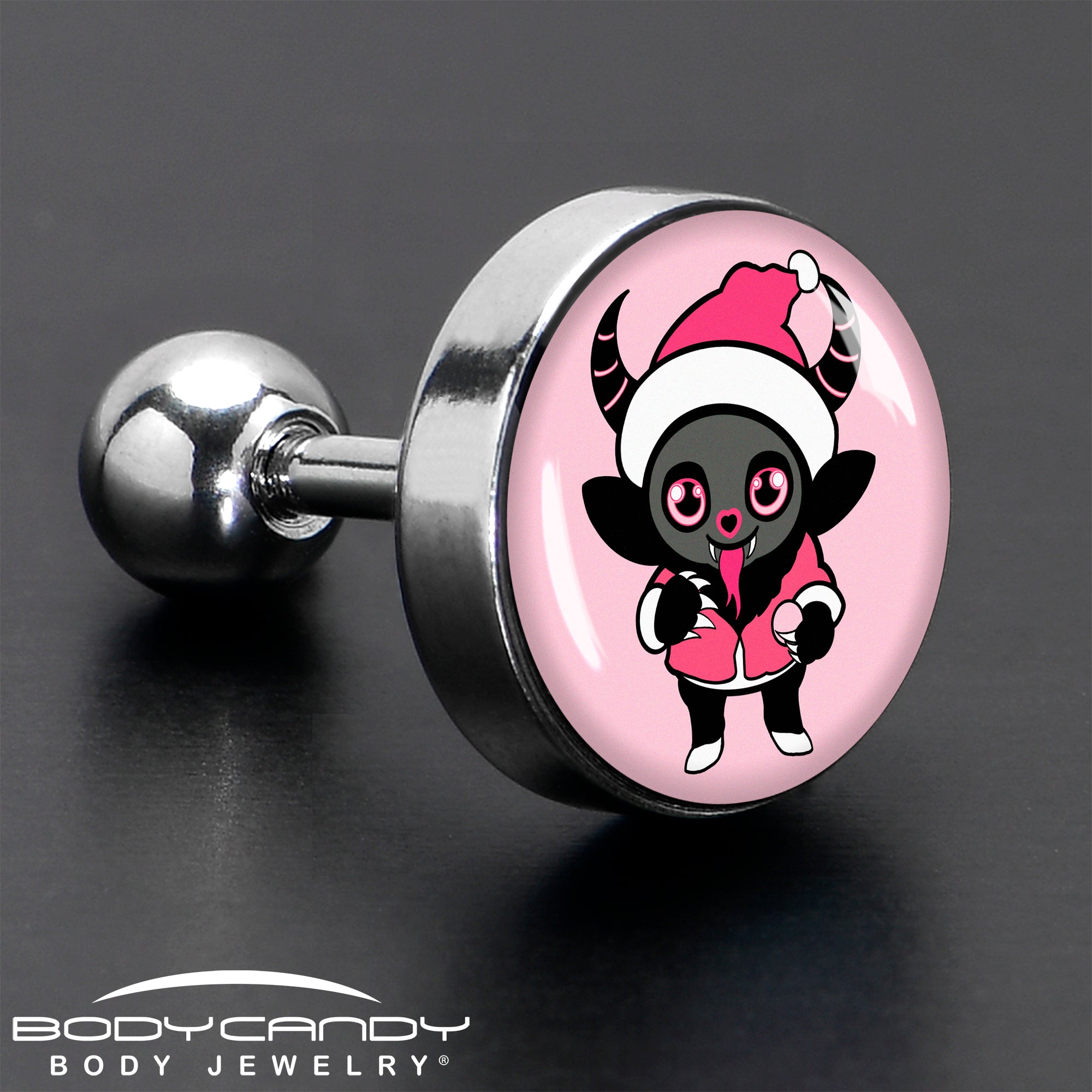 BodyCandy 16G 1/4 Krampus Cutie Tragus Cartilage Earring by Onyx O — in-use photo