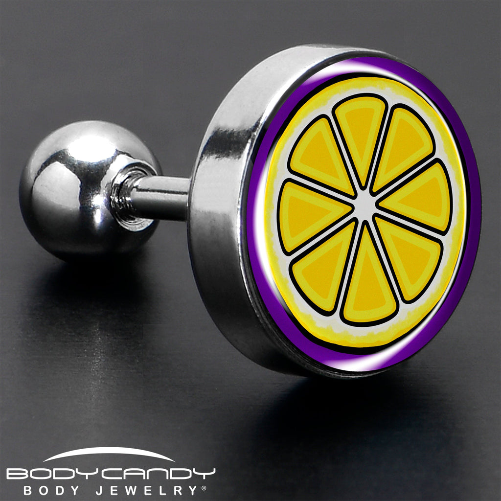 BodyCandy 16G 1/4 Yellow Slice of Lemon Tragus Cartilage Earring by Onyx O — in-use photo