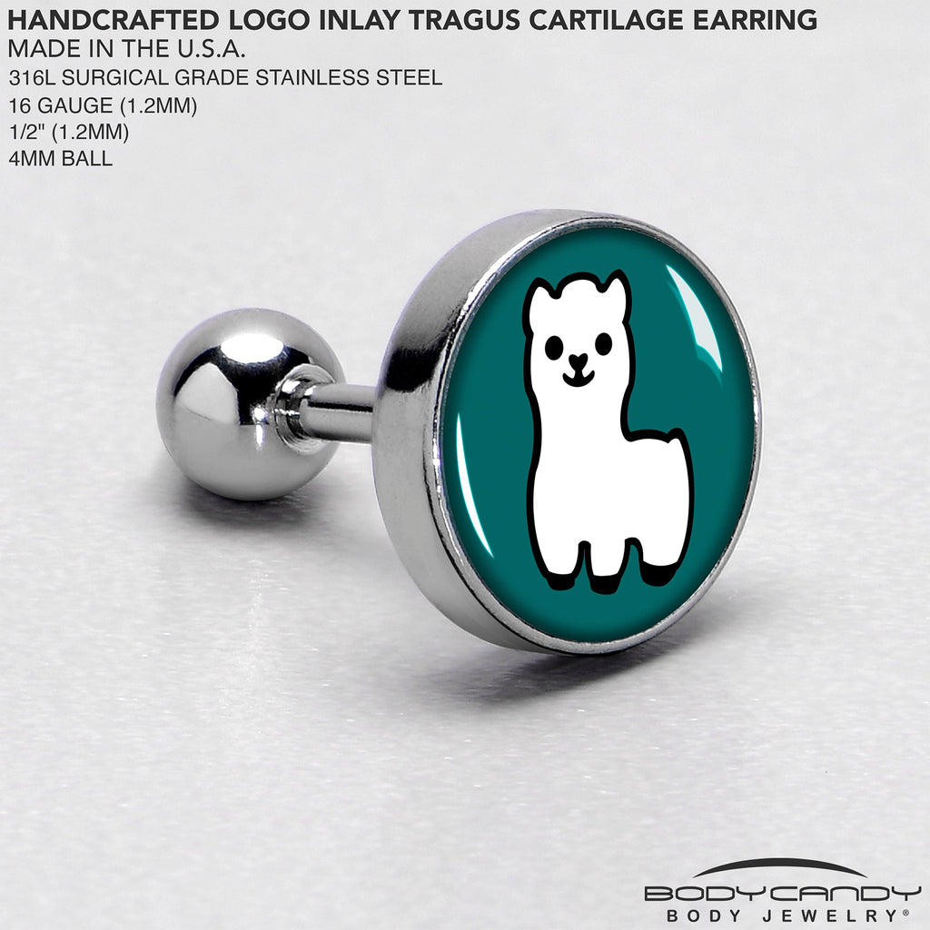 BodyCandy 16G 1/4 White Llama Cartilage Tragus Earring by Onyx O — side view