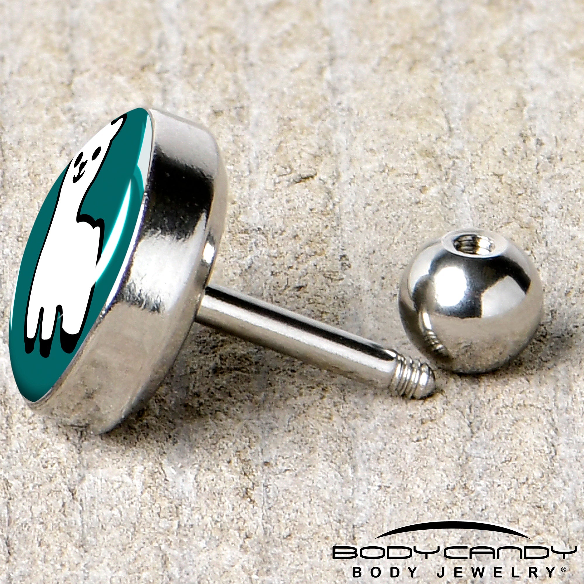 BodyCandy 16G 1/4 White Llama Cartilage Tragus Earring by Onyx O — back view