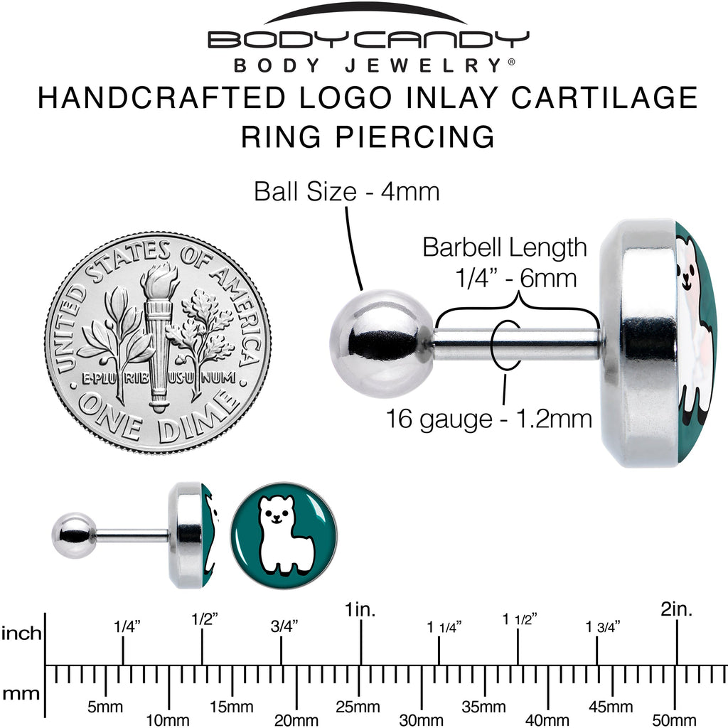 BodyCandy 16G 1/4 White Llama Cartilage Tragus Earring by Onyx O — alternative angle