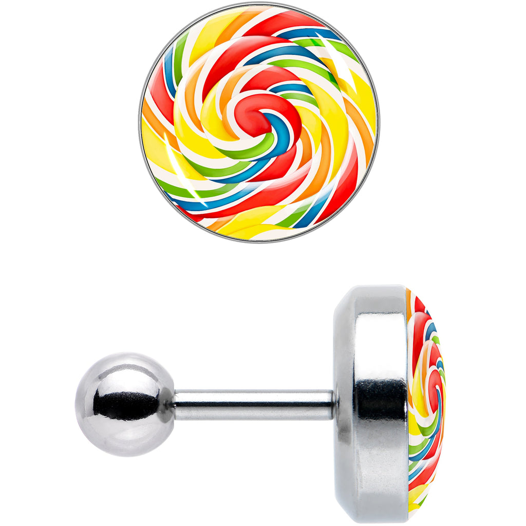 BodyCandy 16G 1/4 Rainbow Swirl Lollipop Cartilage Tragus Earring by Onyx O — lifestyle context
