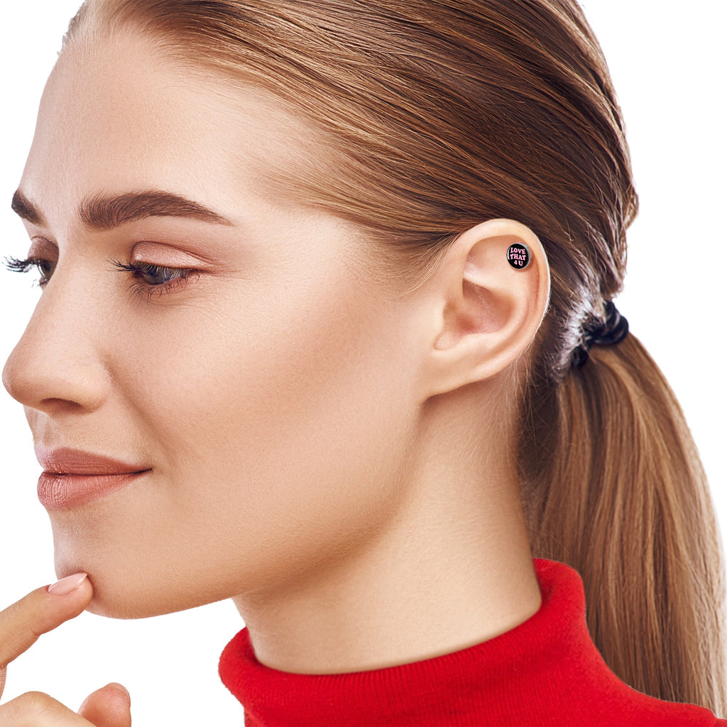 BodyCandy 16G 1/4 Love That 4 You Cartilage Tragus Earring by Onyx O — lifestyle context
