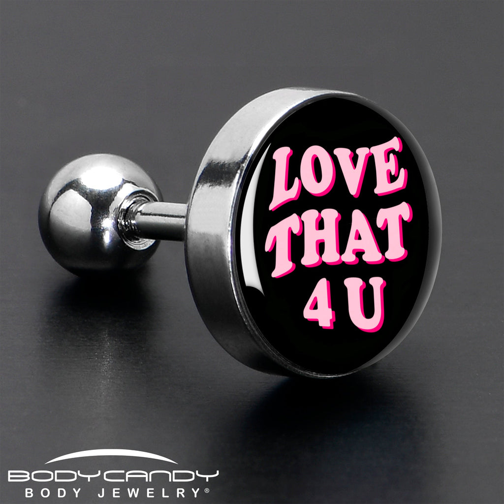 BodyCandy 16G 1/4 Love That 4 You Cartilage Tragus Earring by Onyx O — in-use photo