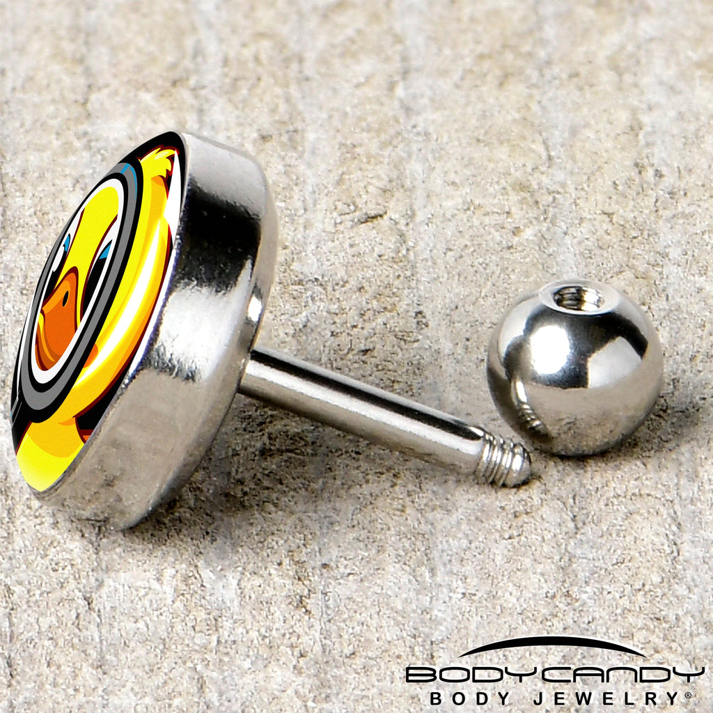 BodyCandy 16G 1/4 Magnified Yellow Duck Cartilage Tragus Earring by Onyx O — back view