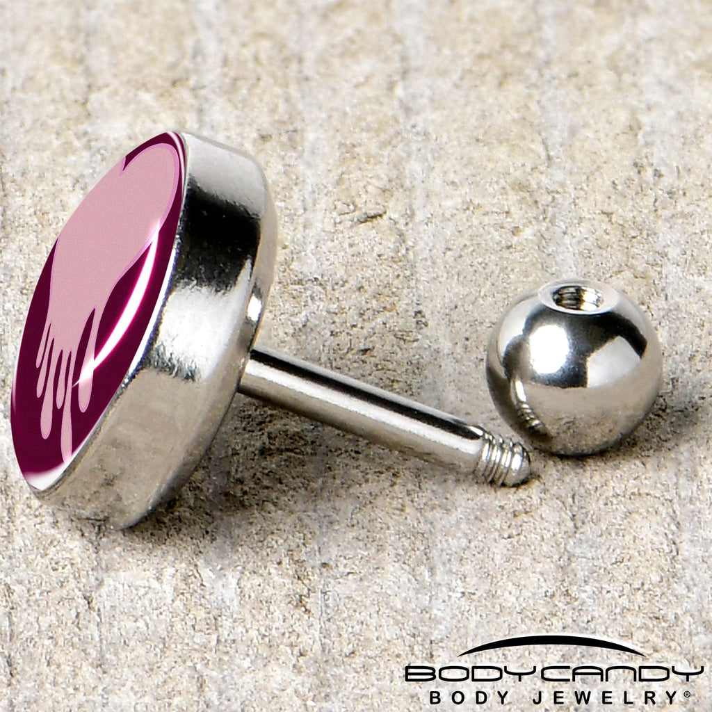 BodyCandy 16G 1/4 Pinkish Melting Heart Tragus Cartilage Earring by Onyx O — back view