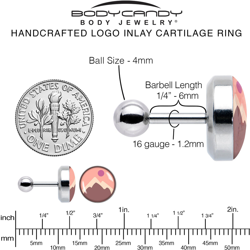 BodyCandy 16G 1/4 Mountain Sunrise Tragus Cartilage Earring by Onyx O — alternative angle