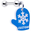 BodyCandy Custom Holiday Mitten Personalized Dangle Barbell Cartilage Earring — side view