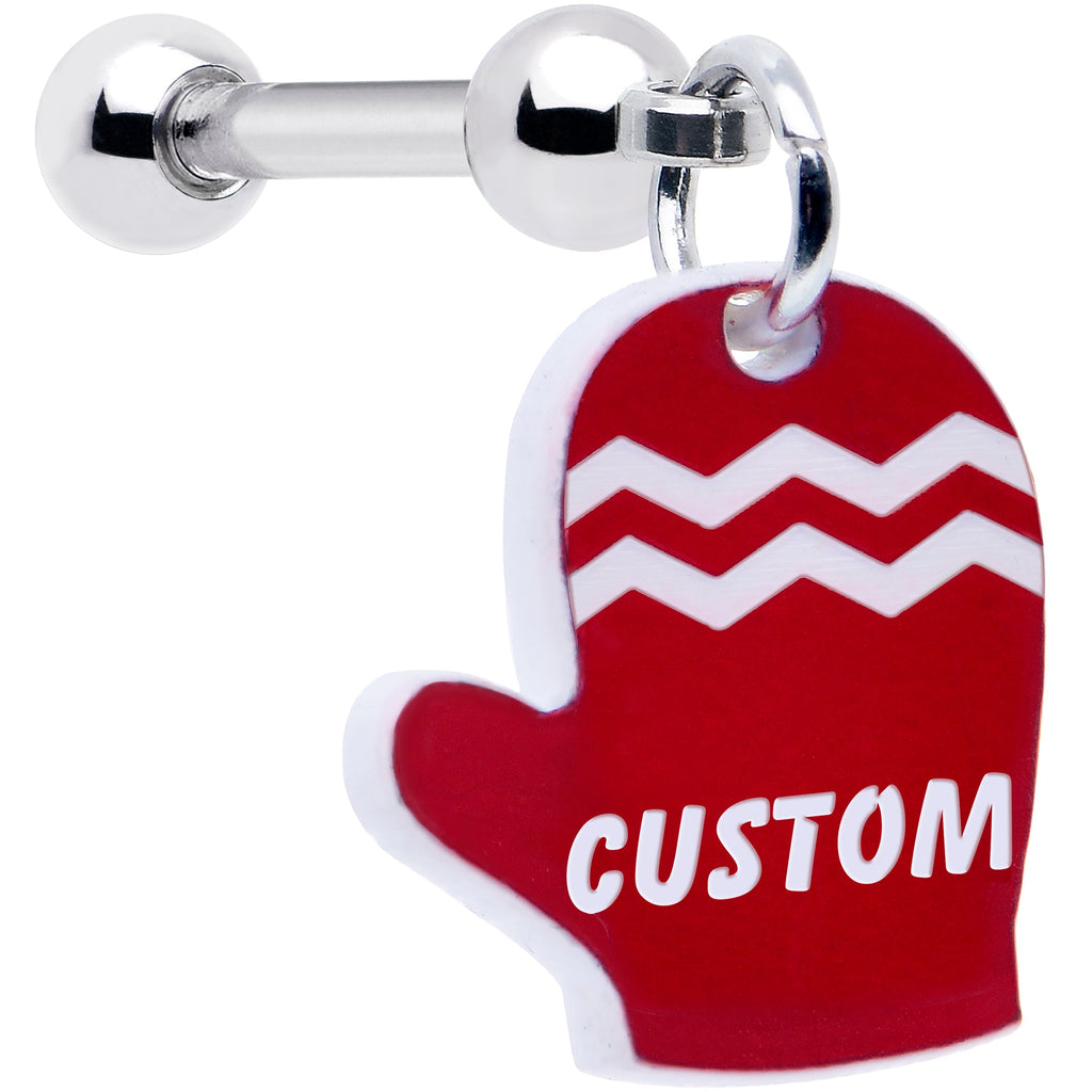 BodyCandy Custom Holiday Mitten Personalized Dangle Barbell Cartilage Earring — lifestyle context
