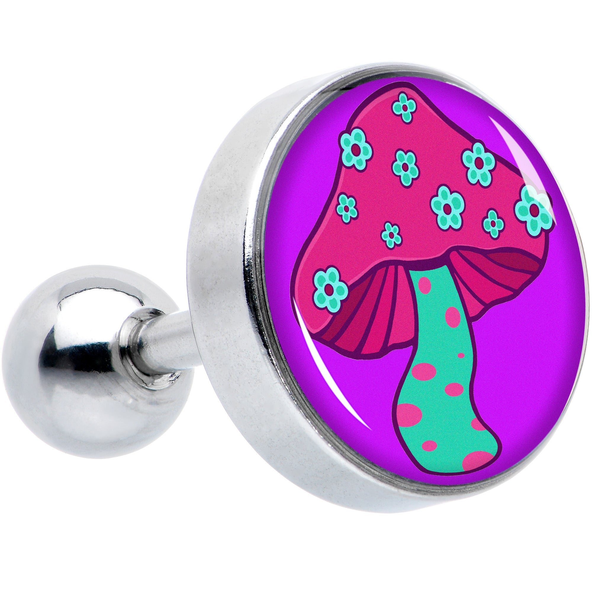 BodyCandy 16G 1/4 Funky Floral Mushroom Cartilage Tragus Earring by Onyx O — main product shot