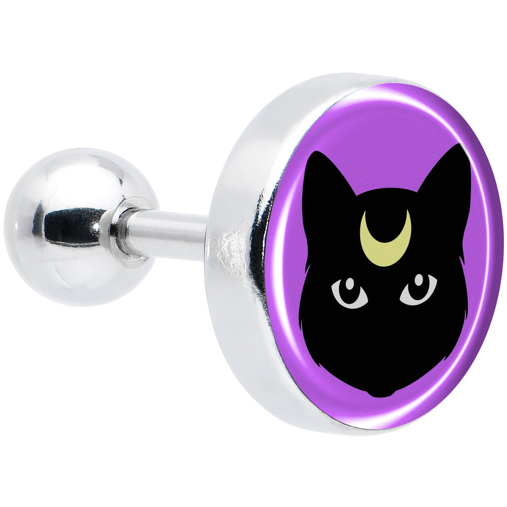 BodyCandy 16G 1/4 Black Mystic Kitty Cat Tragus Cartilage Earring by Onyx O — main product shot