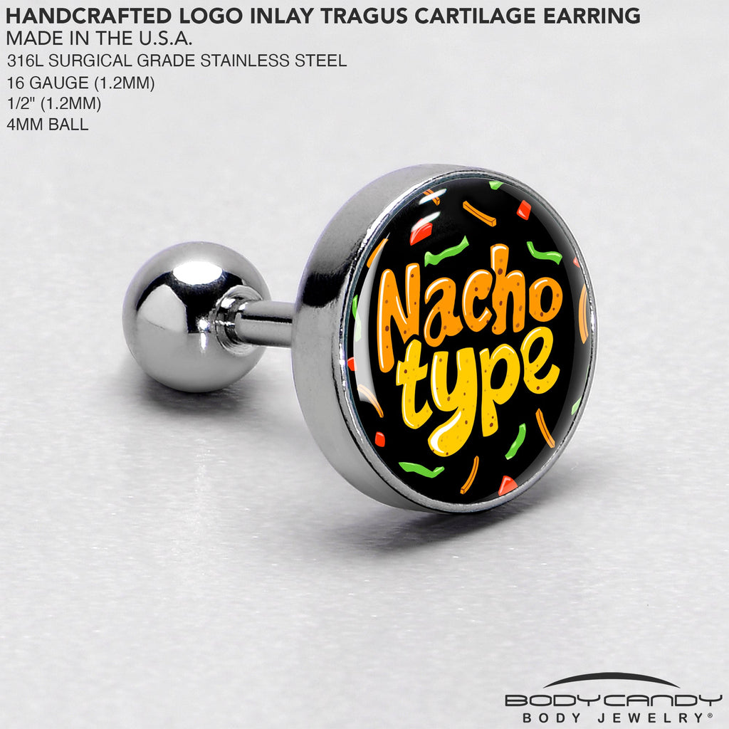 BodyCandy Nacho Type Tragus Cartilage Earring by Onyx O — side view