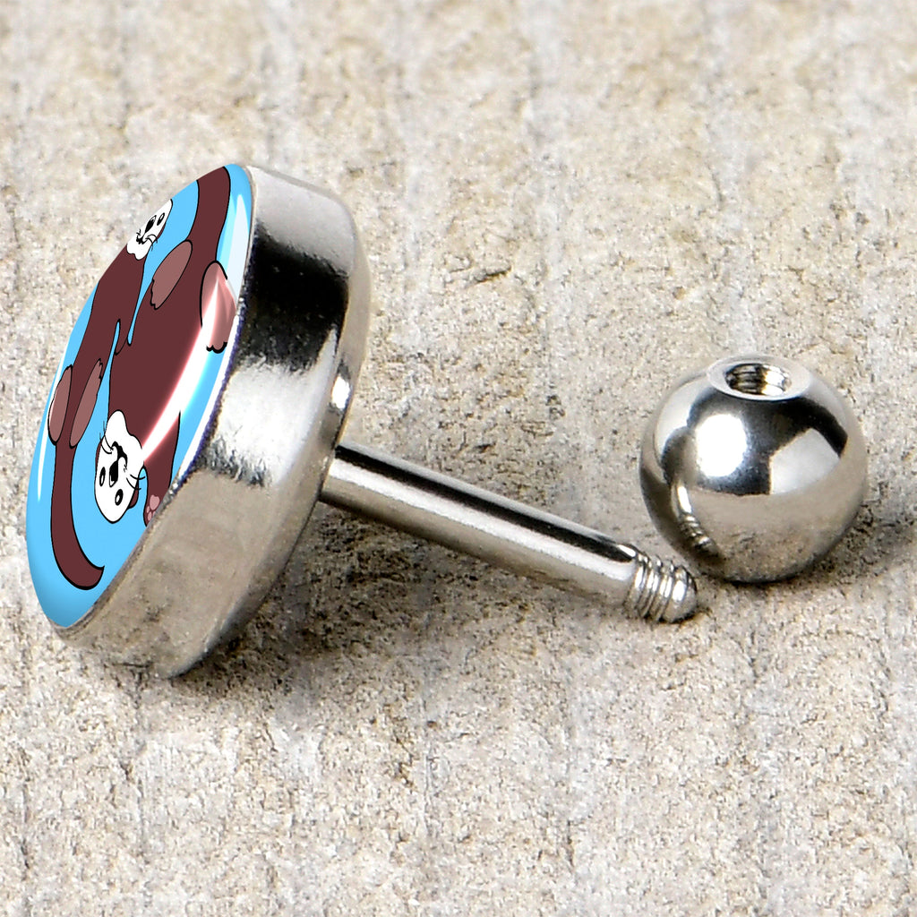 BodyCandy 16G 1/4 Oh My Otters Animal Tragus Cartilage Earring by Onyx O — back view