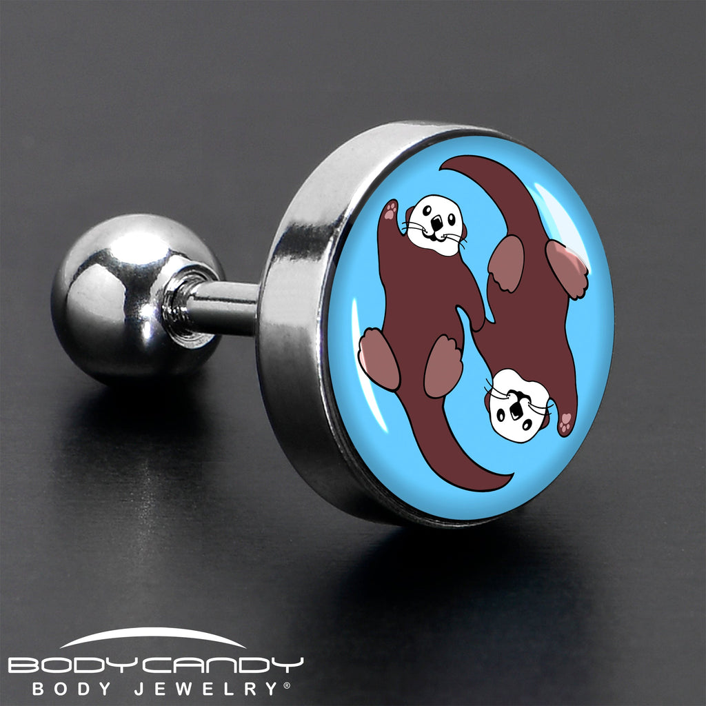 BodyCandy 16G 1/4 Oh My Otters Animal Tragus Cartilage Earring by Onyx O — in-use photo
