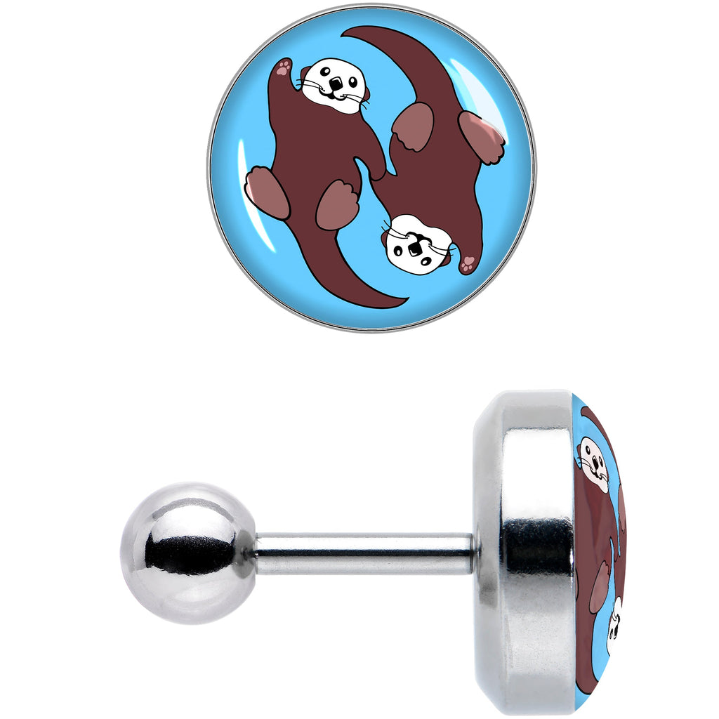 BodyCandy 16G 1/4 Oh My Otters Animal Tragus Cartilage Earring by Onyx O — size reference