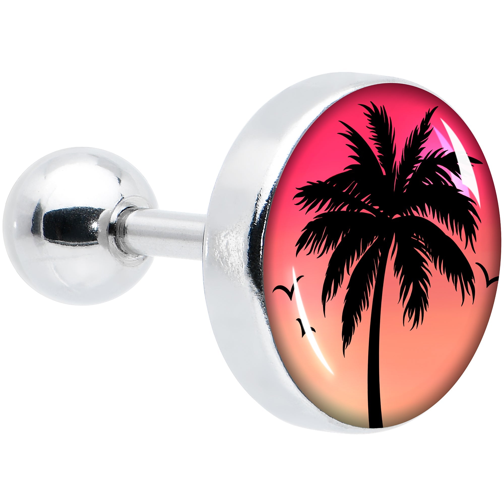 BodyCandy 16G 1/4 Red Sunset Palm Tree Cartilage Tragus Earring by Onyx O — main product shot
