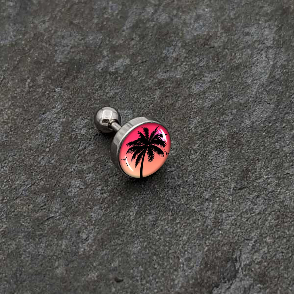 BodyCandy 16G 1/4 Red Sunset Palm Tree Cartilage Tragus Earring by Onyx O — alternative angle