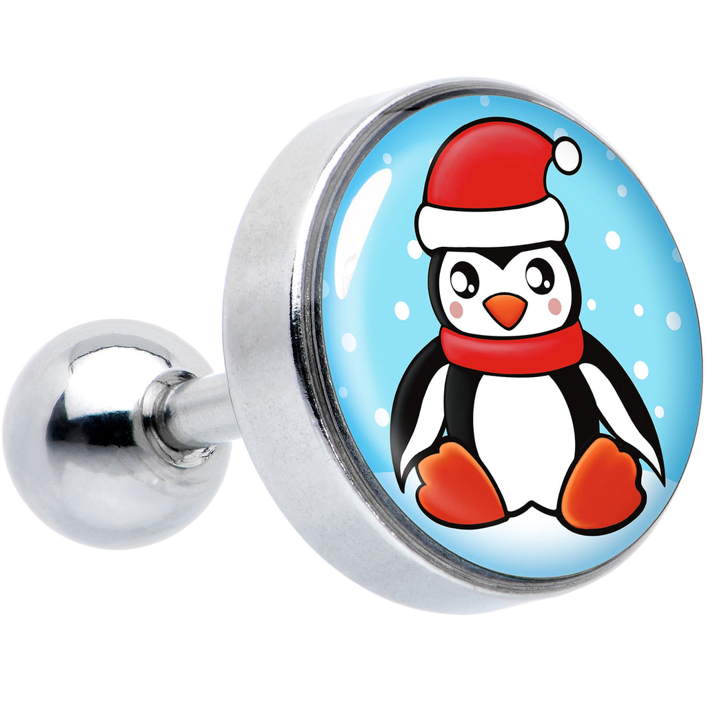 BodyCandy 16G 1/4 Snowfall Holiday Penguin Tragus Cartilage Earring by Onyx O — main product shot