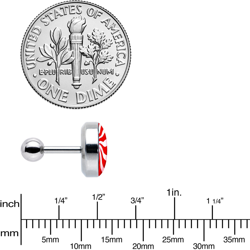 BodyCandy 16G 1/4 Holiday Peppermint Candy Tragus Cartilage Earring — size reference
